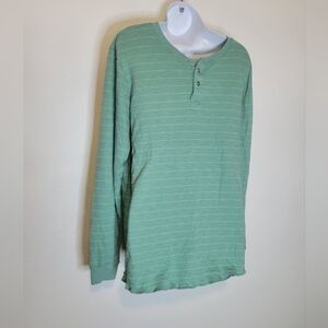 Marine layer double knit Henley in surf green color